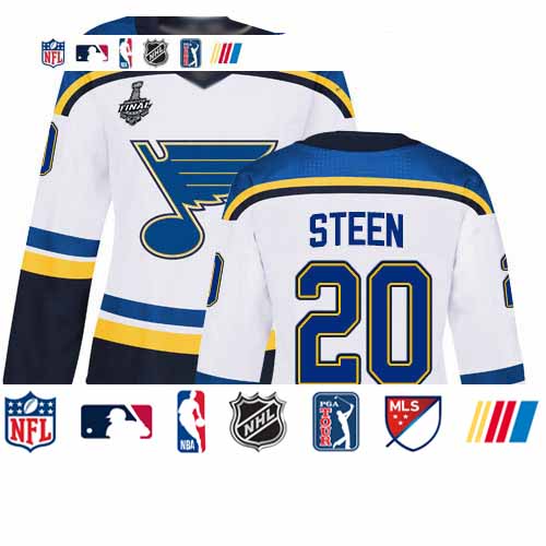 Personalized Blues #20 Alexander Steen White Road Authentic Stanley Cup Final Bound Women’s Stitched Hockey Jersey