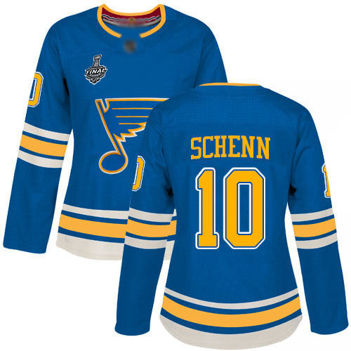 Personalized Blues #10 Brayden Schenn Blue Alternate Authentic Stanley Cup Final Bound Women’s Stitched Hockey Jersey