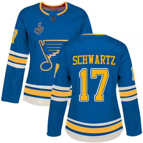 Personalized Blues #17 Jaden Schwartz Blue Alternate Authentic Stanley Cup Final Bound Women’s Stitched Hockey Jersey
