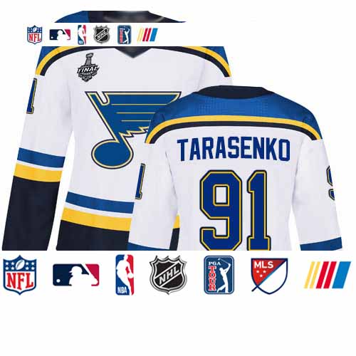 Personalized Blues #91 Vladimir Tarasenko White Road Authentic Stanley Cup Final Bound Women’s Stitched Hockey Jersey