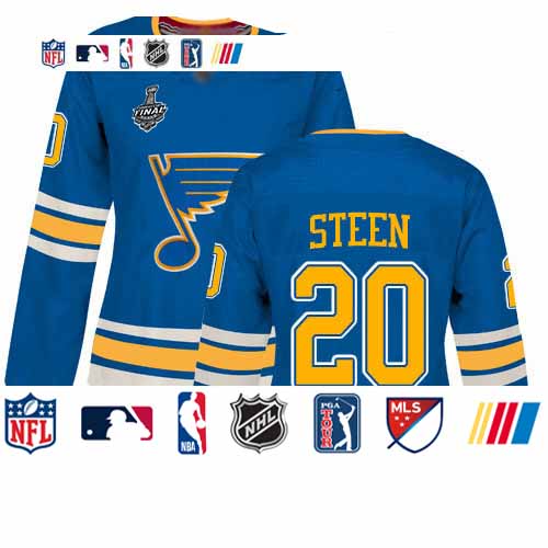 Personalized Blues #20 Alexander Steen Blue Alternate Authentic Stanley Cup Final Bound Women’s Stitched Hockey Jersey