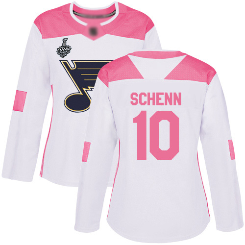 Personalized Blues #10 Brayden Schenn White Pink Authentic Fashion Stanley Cup Final Bound Women’s Stitched Hockey Jersey