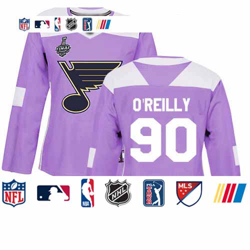 Personalized Blues #90 Ryan O’Reilly Purple Authentic Fights Cancer Stanley Cup Final Bound Women’s Stitched Hockey Jersey