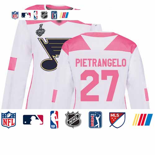 Personalized Blues #27 Alex Pietrangelo White Pink Authentic Fashion Stanley Cup Final Bound Women’s Stitched Hockey Jersey