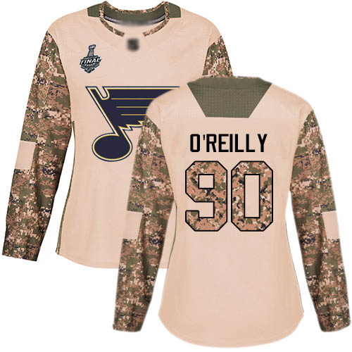 Personalized Blues #90 Ryan O’Reilly Camo Authentic 2017 Veterans Day Stanley Cup Final Bound Women’s Stitched Hockey Jersey