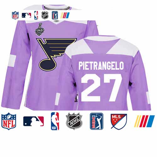 Personalized Blues #27 Alex Pietrangelo Purple Authentic Fights Cancer Stanley Cup Final Bound Women’s Stitched Hockey Jersey