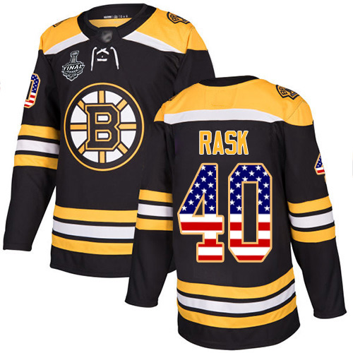 Personalized Bruins #40 Tuukka Rask Black Home Authentic USA Flag Stanley Cup Final Bound Stitched Hockey Jersey