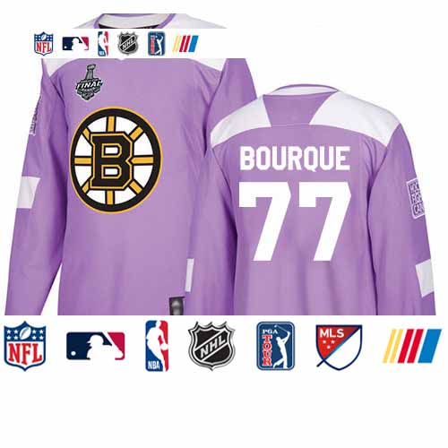 Personalized Bruins #77 Ray Bourque Purple Authentic Fights Cancer Stanley Cup Final Bound Stitched Hockey Jersey