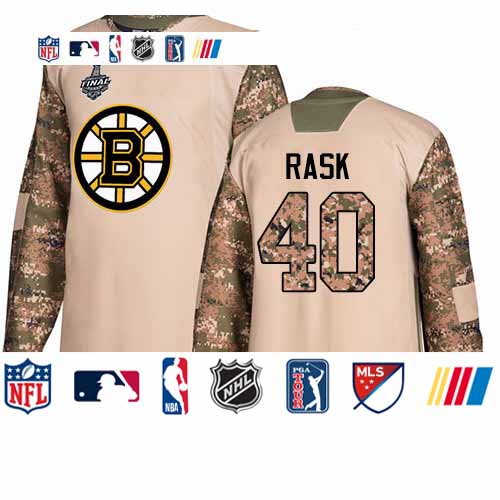 Personalized Bruins #40 Tuukka Rask Camo Authentic 2017 Veterans Day Stanley Cup Final Bound Stitched Hockey Jersey