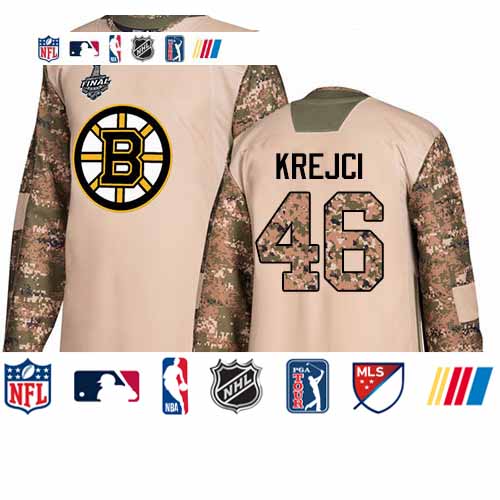 Personalized Bruins #46 David Krejci Camo Authentic 2017 Veterans Day Stanley Cup Final Bound Stitched Hockey Jersey