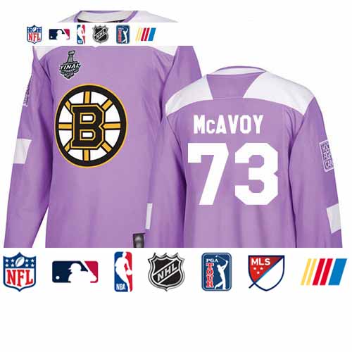 Personalized Bruins #73 Charlie McAvoy Purple Authentic Fights Cancer Stanley Cup Final Bound Stitched Hockey Jersey
