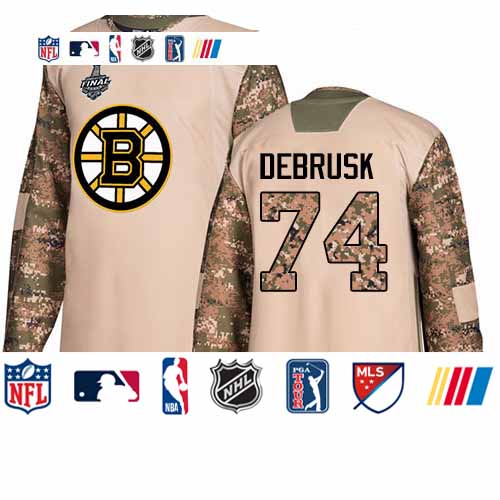 Personalized Bruins #74 Jake DeBrusk Camo Authentic 2017 Veterans Day Stanley Cup Final Bound Stitched Hockey Jersey