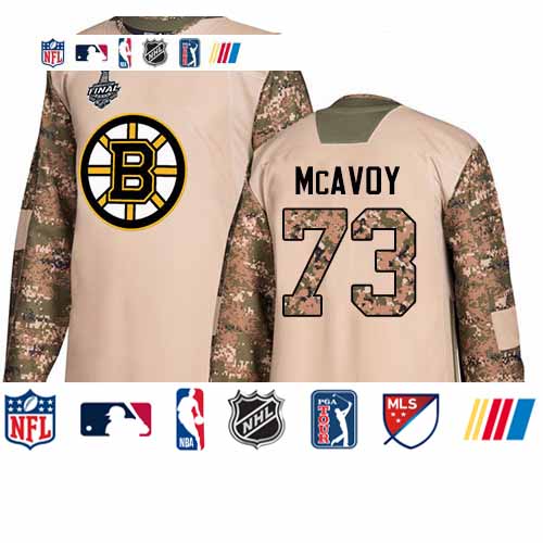 Personalized Bruins #73 Charlie McAvoy Camo Authentic 2017 Veterans Day Stanley Cup Final Bound Stitched Hockey Jersey