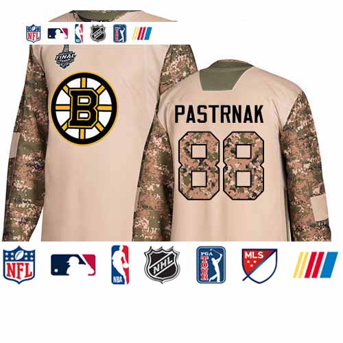 Personalized Bruins #88 David Pastrnak Camo Authentic 2017 Veterans Day Stanley Cup Final Bound Stitched Hockey Jersey