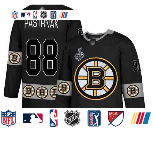 Personalized Bruins #88 David Pastrnak Black Authentic Team Logo Fashion Stanley Cup Final Bound Stitched Hockey Jersey