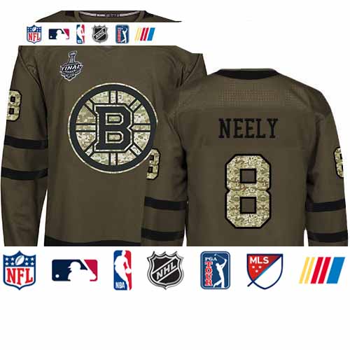 Personalized Bruins #8 Cam Neely Green Salute to Service Stanley Cup Final Bound Stitched Hockey Jersey