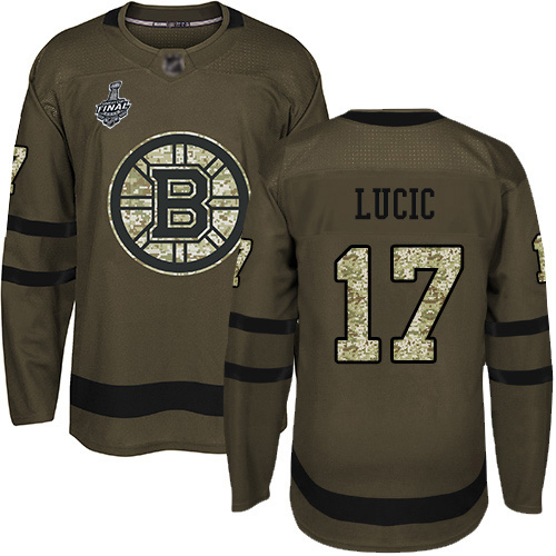 Personalized Bruins #17 Milan Lucic Green Salute to Service Stanley Cup Final Bound Stitched Hockey Jersey
