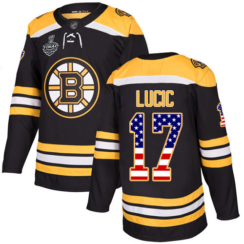 Personalized Bruins #17 Milan Lucic Black Home Authentic USA Flag Stanley Cup Final Bound Stitched Hockey Jersey