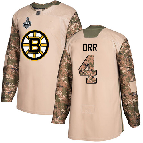 Personalized Bruins #4 Bobby Orr Camo Authentic 2017 Veterans Day Stanley Cup Final Bound Stitched Hockey Jersey