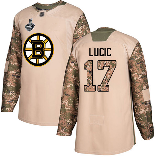 Personalized Bruins #17 Milan Lucic Camo Authentic 2017 Veterans Day Stanley Cup Final Bound Stitched Hockey Jersey