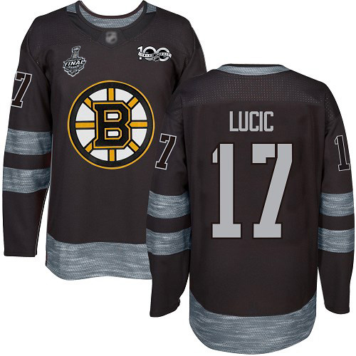 Personalized Bruins #17 Milan Lucic Black 1917-2017 100th Anniversary Stanley Cup Final Bound Stitched Hockey Jersey