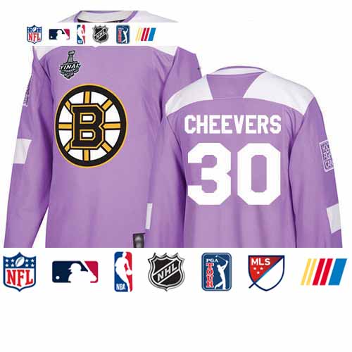 Personalized Bruins #30 Gerry Cheevers Purple Authentic Fights Cancer Stanley Cup Final Bound Stitched Hockey Jersey
