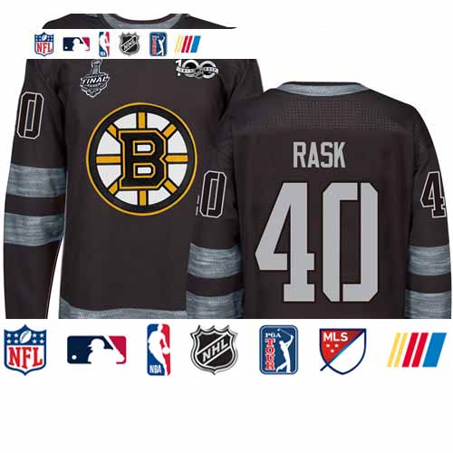 Personalized Bruins #40 Tuukka Rask Black 1917-2017 100th Anniversary Stanley Cup Final Bound Stitched Hockey Jersey