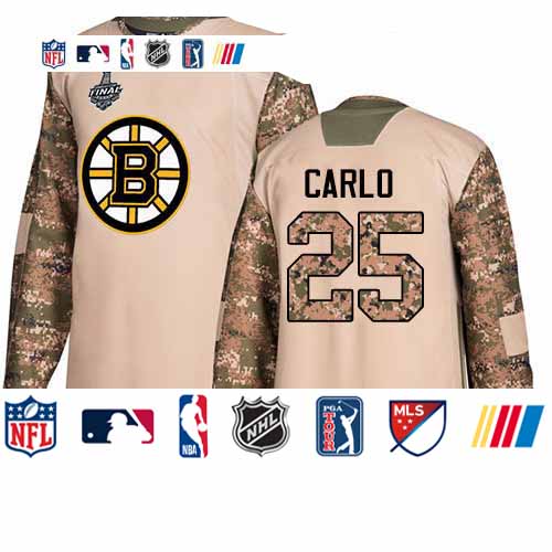 Personalized Bruins #25 Brandon Carlo Camo Authentic 2017 Veterans Day Stanley Cup Final Bound Stitched Hockey Jersey