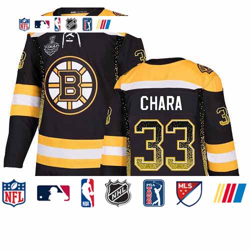Personalized Bruins #33 Zdeno Chara Black Home Authentic Drift Fashion Stanley Cup Final Bound Stitched Hockey Jersey