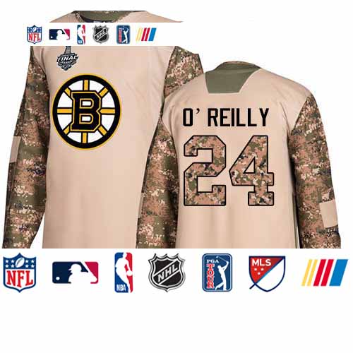 Personalized Bruins #24 Terry O’Reilly Camo Authentic 2017 Veterans Day Stanley Cup Final Bound Stitched Hockey Jersey