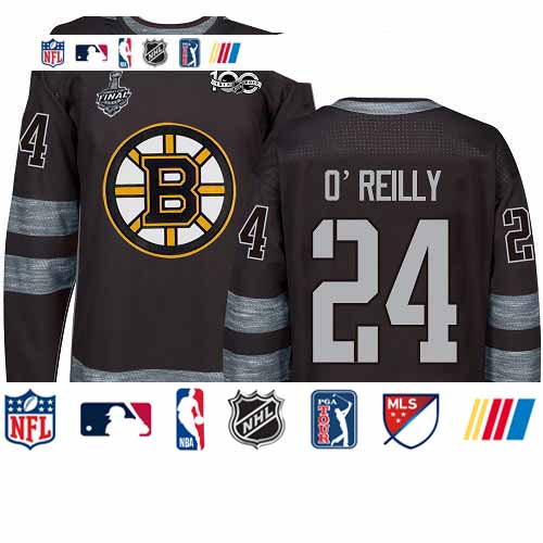 Personalized Bruins #24 Terry O’Reilly Black 1917-2017 100th Anniversary Stanley Cup Final Bound Stitched Hockey Jersey