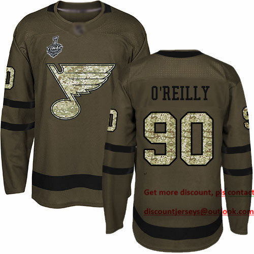 Personalized Blues #90 Ryan O’Reilly Green Salute to Service Stanley Cup Final Bound Stitched Hockey Jersey