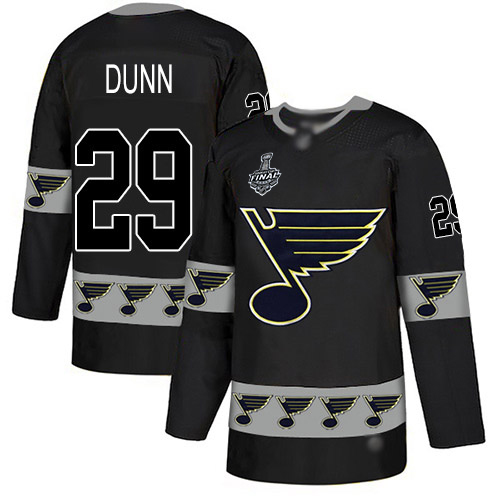 Personalized Blues #29 Vince Dunn Black Authentic Team Logo Fashion Stanley Cup Final Bound Stitched Hockey Jersey