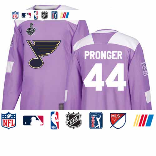 Personalized Blues #44 Chris Pronger Purple Authentic Fights Cancer Stanley Cup Final Bound Stitched Hockey Jersey
