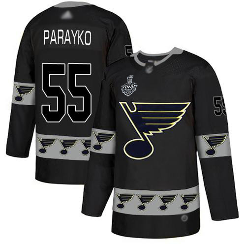 Personalized Blues #55 Colton Parayko Black Authentic Team Logo Fashion Stanley Cup Final Bound Stitched Hockey Jersey