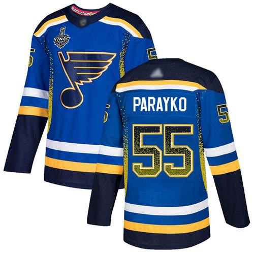 Personalized Blues #55 Colton Parayko Blue Home Authentic Drift Fashion Stanley Cup Final Bound Stitched Hockey Jersey