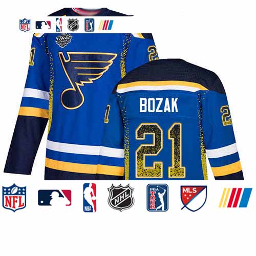 Personalized Blues #21 Tyler Bozak Blue Home Authentic Drift Fashion Stanley Cup Final Bound Stitched Hockey Jersey