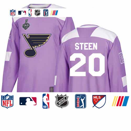 Personalized Blues #20 Alexander Steen Purple Authentic Fights Cancer Stanley Cup Final Bound Stitched Hockey Jersey