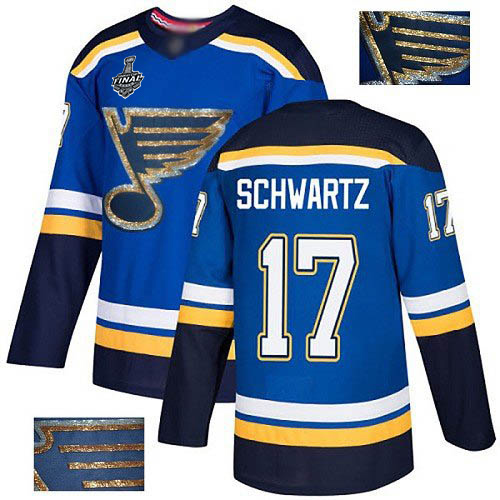 Personalized Blues #17 Jaden Schwartz Blue Home Authentic Fashion Gold Stanley Cup Final Bound Stitched Hockey Jersey