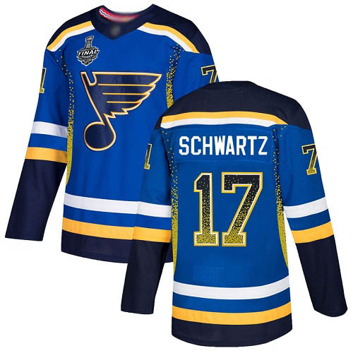 Personalized Blues #17 Jaden Schwartz Blue Home Authentic Drift Fashion Stanley Cup Final Bound Stitched Hockey Jersey