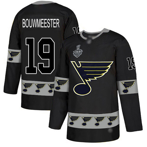Personalized Blues #19 Jay Bouwmeester Black Authentic Team Logo Fashion Stanley Cup Final Bound Stitched Hockey Jersey