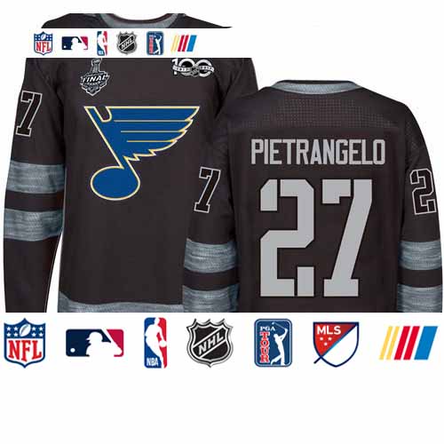 Personalized Blues #27 Alex Pietrangelo Black 1917-2017 100th Anniversary Stanley Cup Final Bound Stitched Hockey Jersey