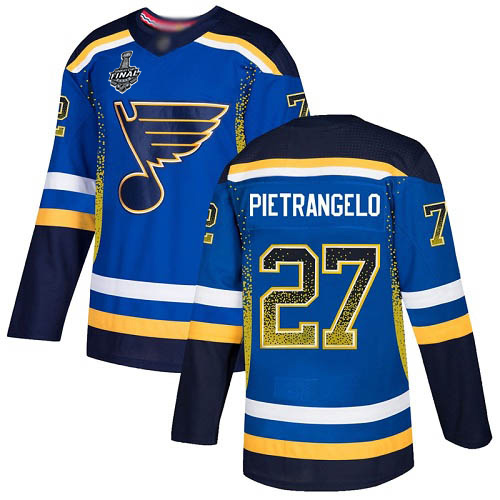 Personalized Blues #27 Alex Pietrangelo Blue Home Authentic Drift Fashion Stanley Cup Final Bound Stitched Hockey Jersey