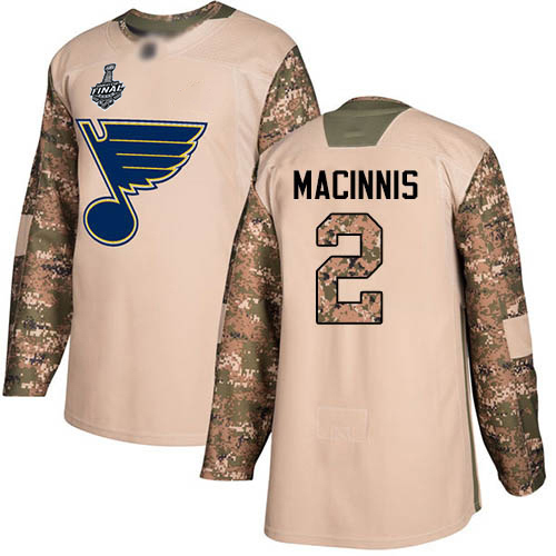Personalized Blues #2 Al MacInnis Camo Authentic 2017 Veterans Day Stanley Cup Final Bound Stitched Hockey Jersey