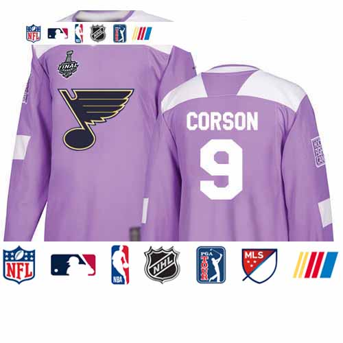 Personalized Blues #9 Shayne Corson Purple Authentic Fights Cancer Stanley Cup Final Bound Stitched Hockey Jersey