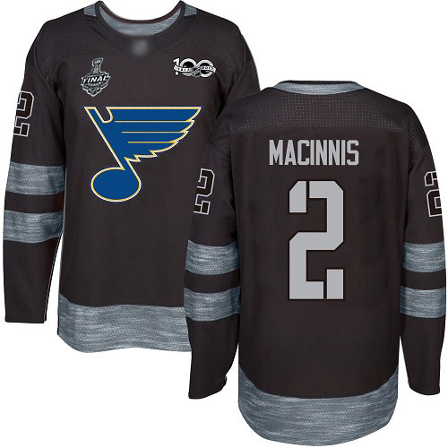 Personalized Blues #2 Al MacInnis Black 1917-2017 100th Anniversary Stanley Cup Final Bound Stitched Hockey Jersey