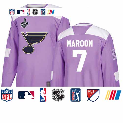 Personalized Blues #7 Patrick Maroon Purple Authentic Fights Cancer Stanley Cup Final Bound Stitched Hockey Jersey