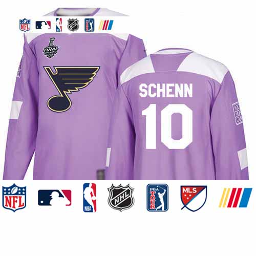 Personalized Blues #10 Brayden Schenn Purple Authentic Fights Cancer Stanley Cup Final Bound Stitched Hockey Jersey