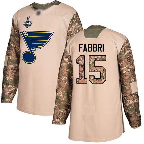 Personalized Blues #15 Robby Fabbri Camo Authentic 2017 Veterans Day Stanley Cup Final Bound Stitched Hockey Jersey