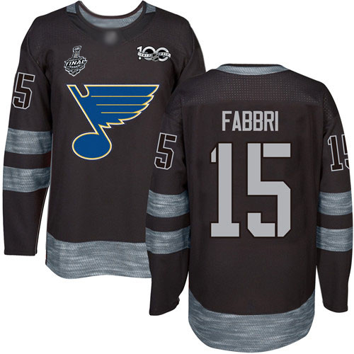 Personalized Blues #15 Robby Fabbri Black 1917-2017 100th Anniversary Stanley Cup Final Bound Stitched Hockey Jersey